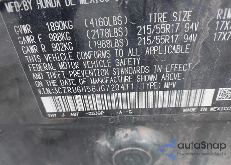 2018 Honda Hr-V Ex z USA, uszkodzony, nr VIN 3CZRU6H56JG720411